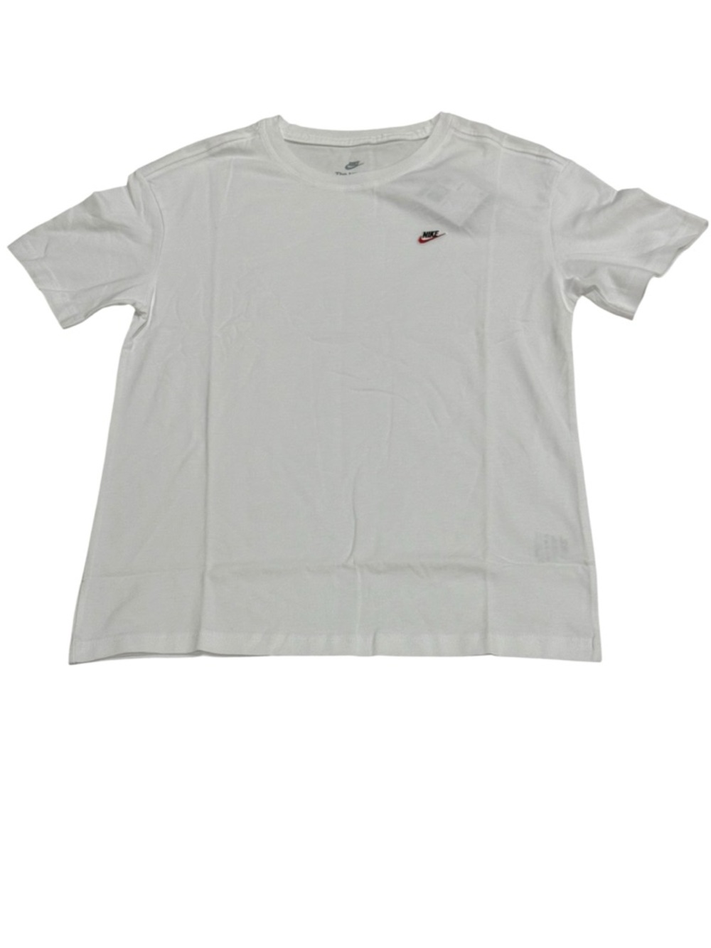 Nike White Short Sleeve‎ Crew Tee with Small Red Swoosh Loose Fit Comfort